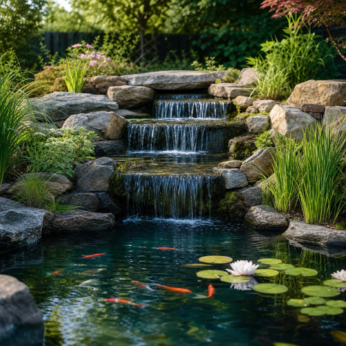 Waterval vijver sfeerbeeld