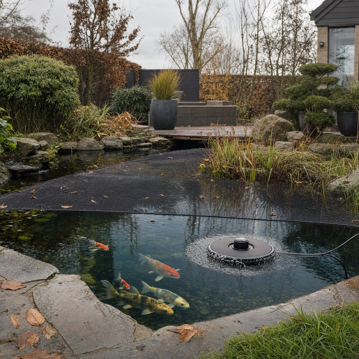 Vijver winterklaar maken sfeerbeeld