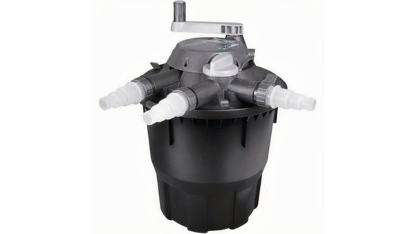 Hozelock Bioforce drukfilter als voorbeeld van een drukfilter met ontluchting.