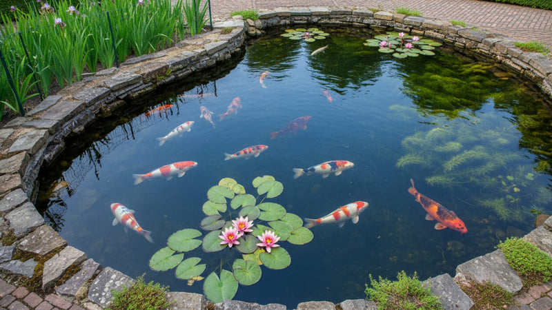 Vijver met waterplanten als context voor plantenkeuze.