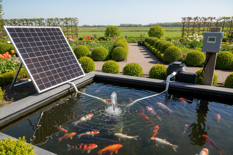 Vijverpomp en fontein op zonne-energie kopen: debiet, accu en keuzehulp