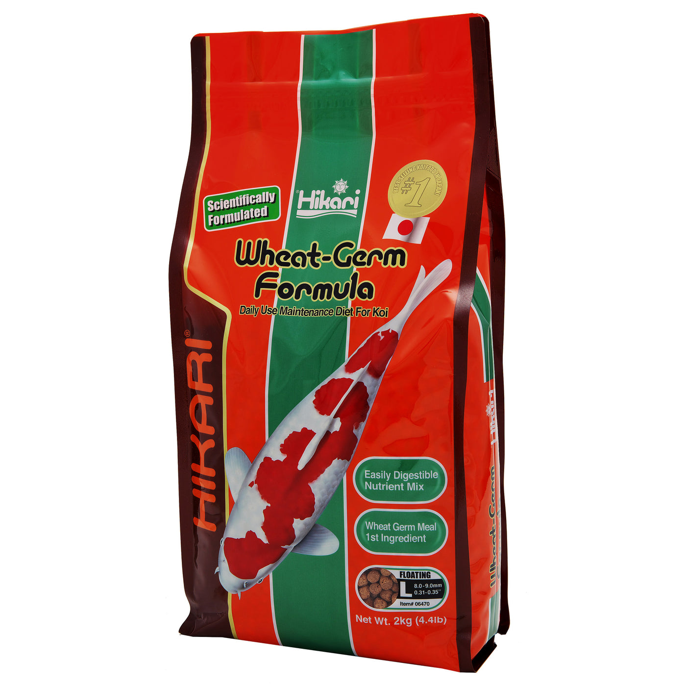Hikari Wheat-Germ Large 2kg - tarwekiemvoer voor koi bij lage watertemperaturen - 0042055064705 HIKARI WHEAT GERM LARGE 2 KG 3D