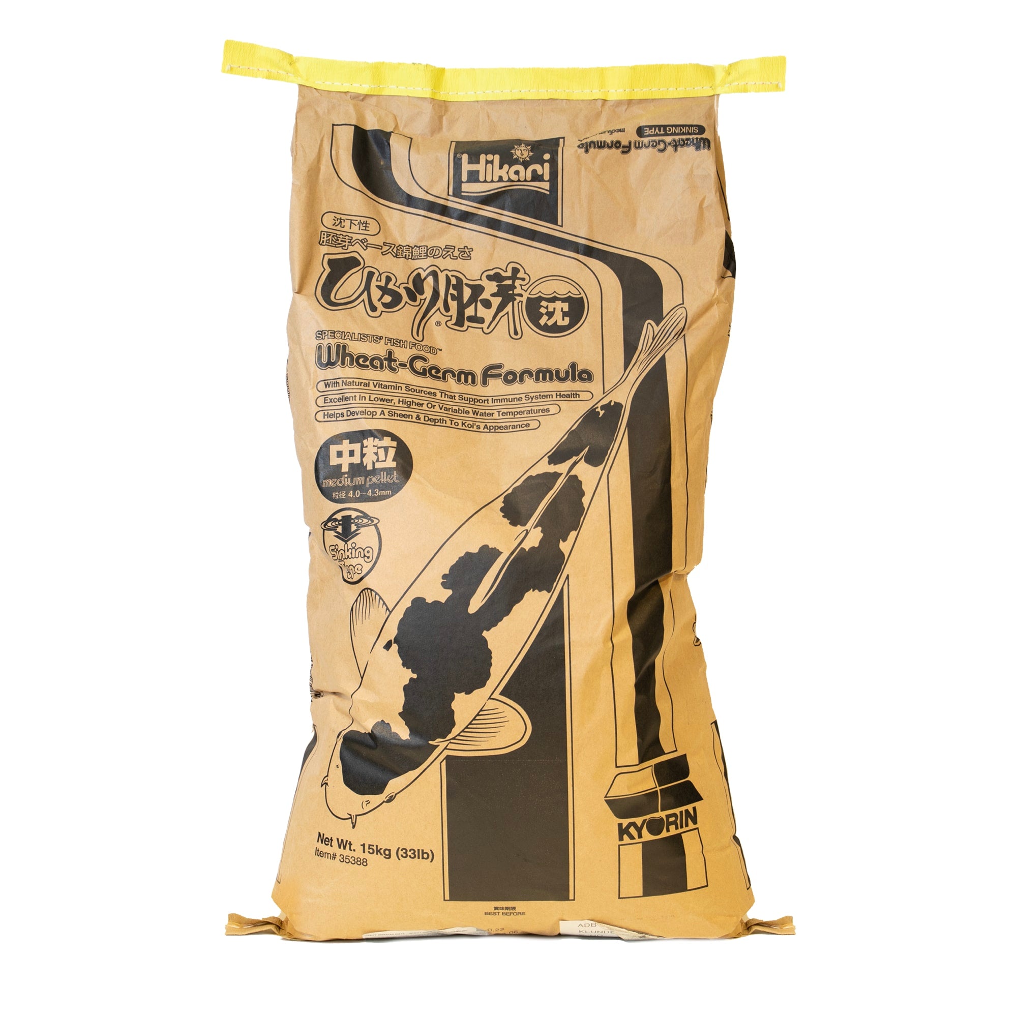 Hikari Wheat Germ Zinkend Medium 15 kg - tarwekiemvoer voor koi bij 4-12 graden