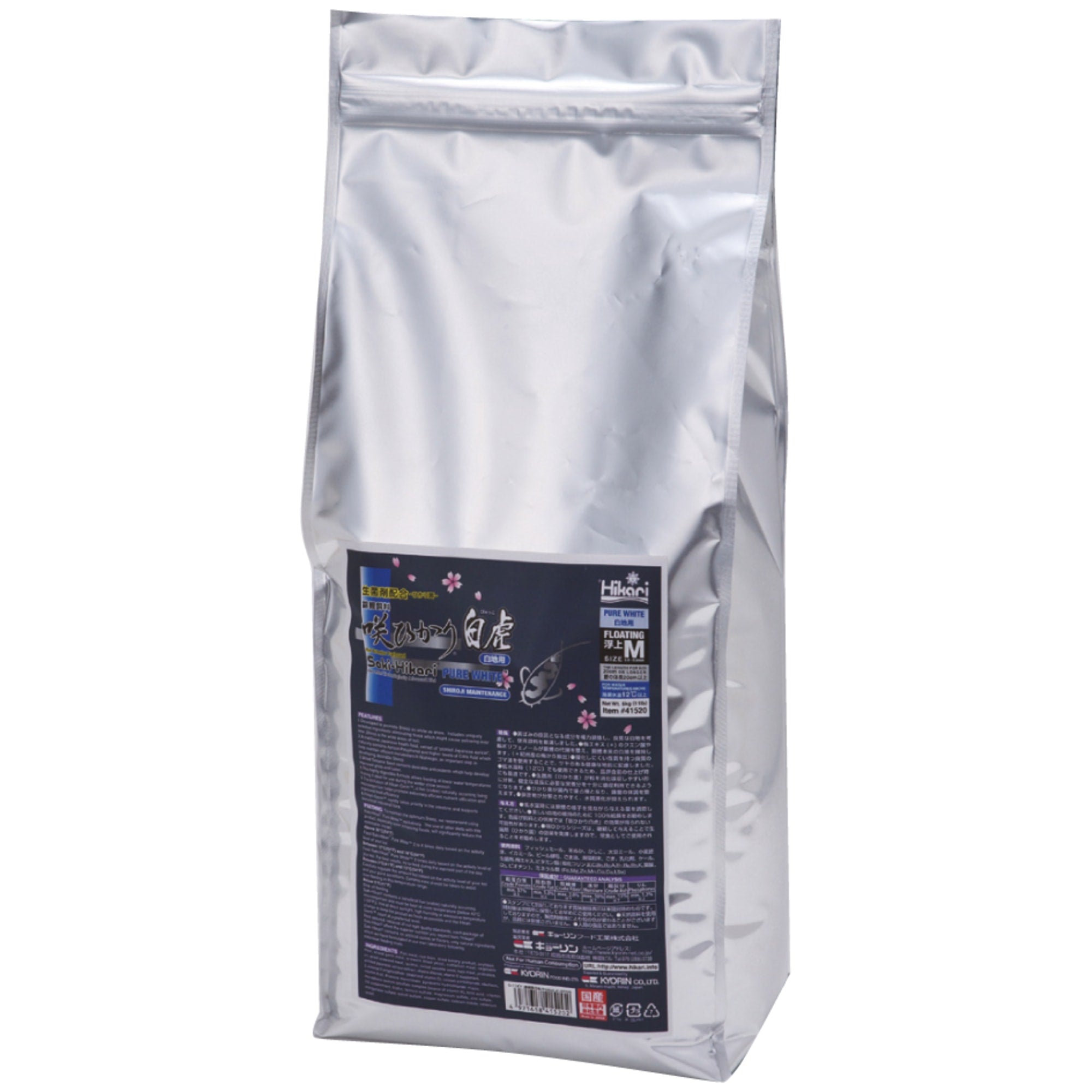 Saki Hikari Pure White M 5 kg - drijvend koivoer voor witte huidkwaliteit - 4971618415202 SAKI HIKARI PURE WHITE FLOATING M 5 KG 3D