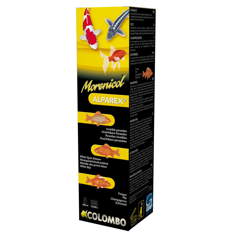 Colombo Alparex 500 ml - 8715897025570 ALPAREX ANTI PARASITES 500 ML 10.000L 3D, detailaanzicht Vismedicijn