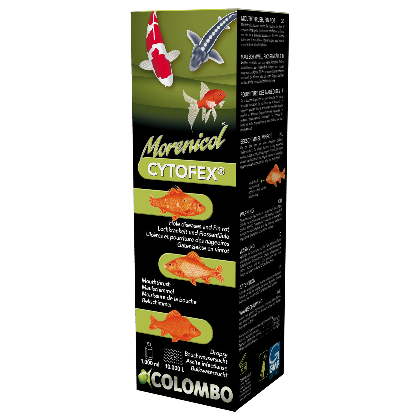 Colombo Cytofex 1.000 ml - Natuurlijke behandeling van bacteriele infecties bij vijvervissen - 8715897025624 CYTOFEX ANTI BACTERIAL INFECTIONS 1000 ML 10.000L 3D