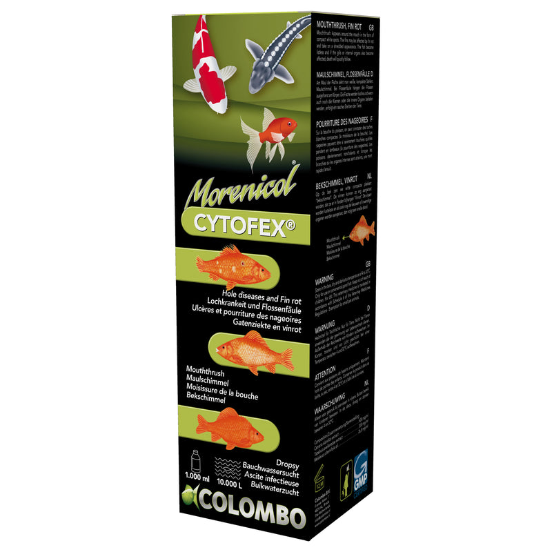 Colombo Cytofex 1.000 ml - Natuurlijke behandeling van bacteriele infecties bij vijvervissen - 8715897025624 CYTOFEX ANTI BACTERIAL INFECTIONS 1000 ML 10.000L 3D, detailaanzicht Vismedicijn
