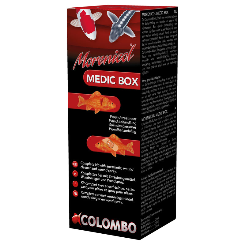 Colombo Morenicol Medic Box - Complete medicijnkoffer voor veelvoorkomende visziekten - 8715897025938 MEDIC BOX WOUND AND ULCER TREATMENT 3D, detailaanzicht Vismedicijn
