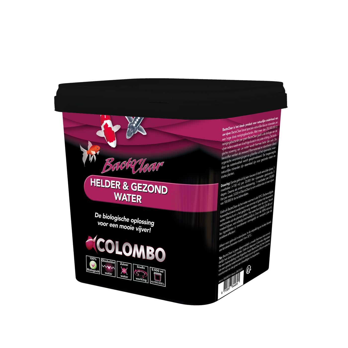 Colombo Bactoclear 5.000 ml biologische slibafbraak voor vijvers tot 100.000 liter - 8715897344695 COLOMBO BACTOCLEAR 5000ML 100.000L NL 3D