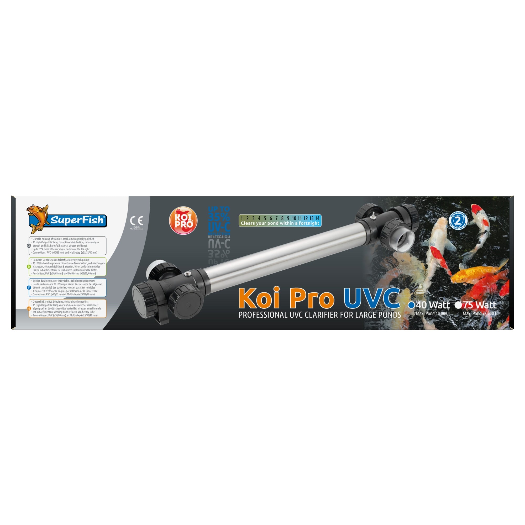 Koi Pro RVS UV-C T5 40W - roestvrijstalen UV-C unit voor vijvers tot 20.000 liter