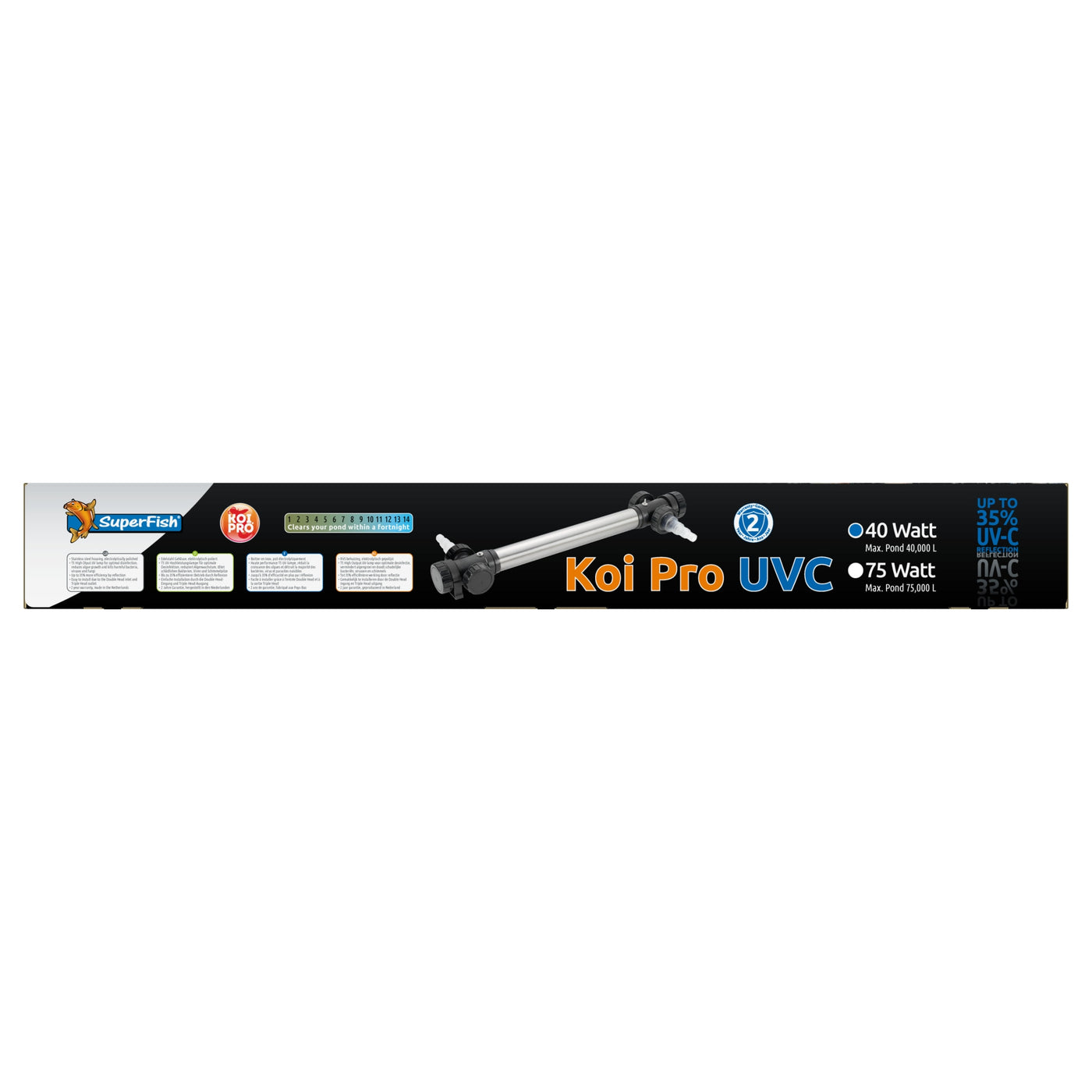 Koi Pro RVS UV-C T5 40W - roestvrijstalen UV-C unit voor vijvers tot 20.000 liter - 8715897244377 SF KOI PRO RVS UVC T5 40 W 40.000 LTR FRONT2