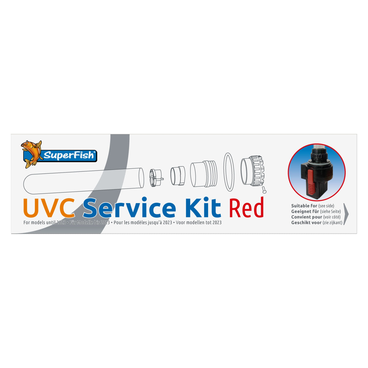 Superfish servicekit met kwartsglas en onderdelen voor rode 7/9W TopClear
