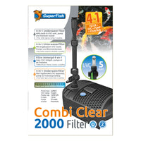 Superfish Combi Clear 2000 4-in-1 onderwaterfilter met UVC en fontein - 8715897300011 SF COMBI CLEAR 2000 UVC 5W POMP 1000L H FRONT2, miniatuur 4