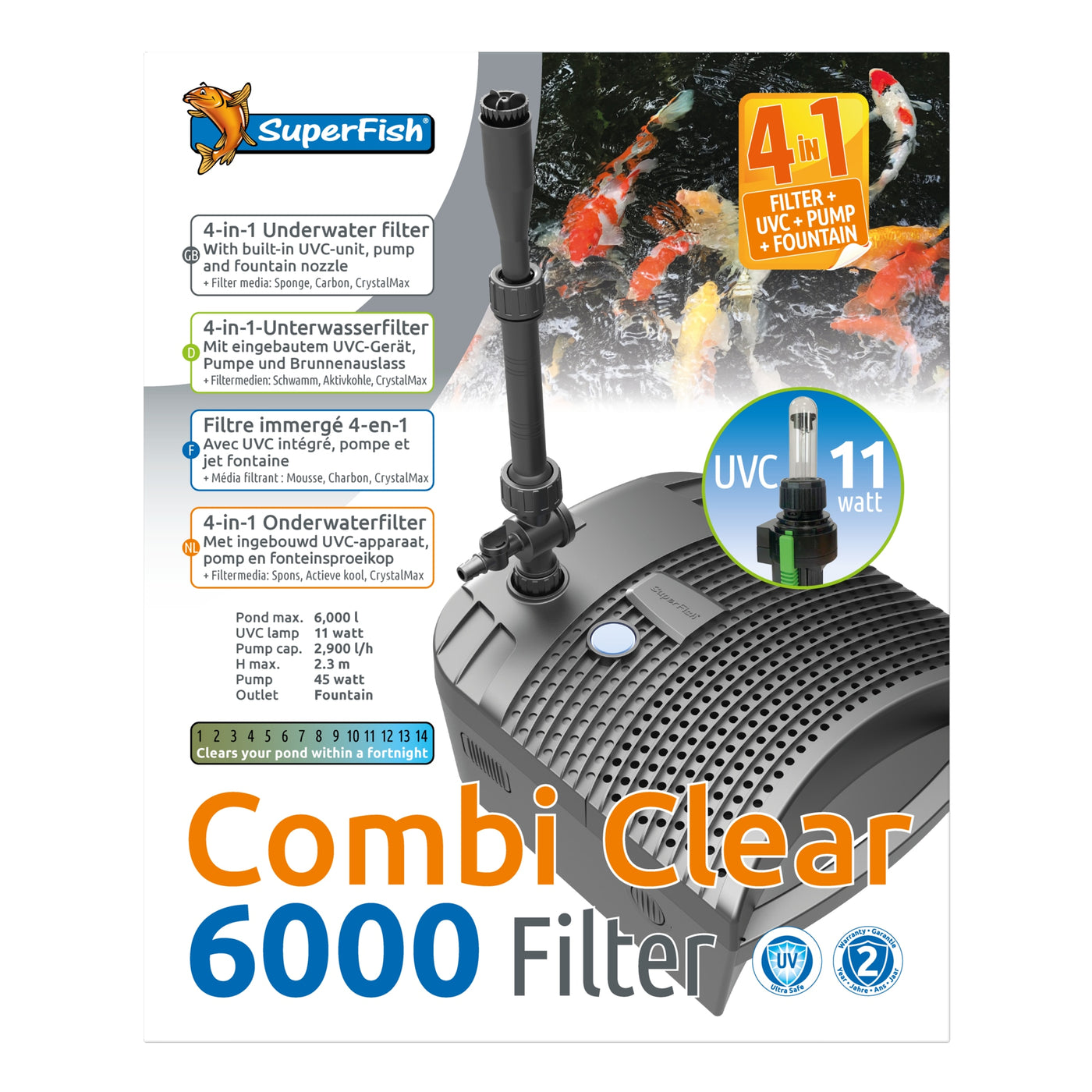 Superfish Combi Clear 6000 4-in-1 onderwaterfilter met UVC en fontein