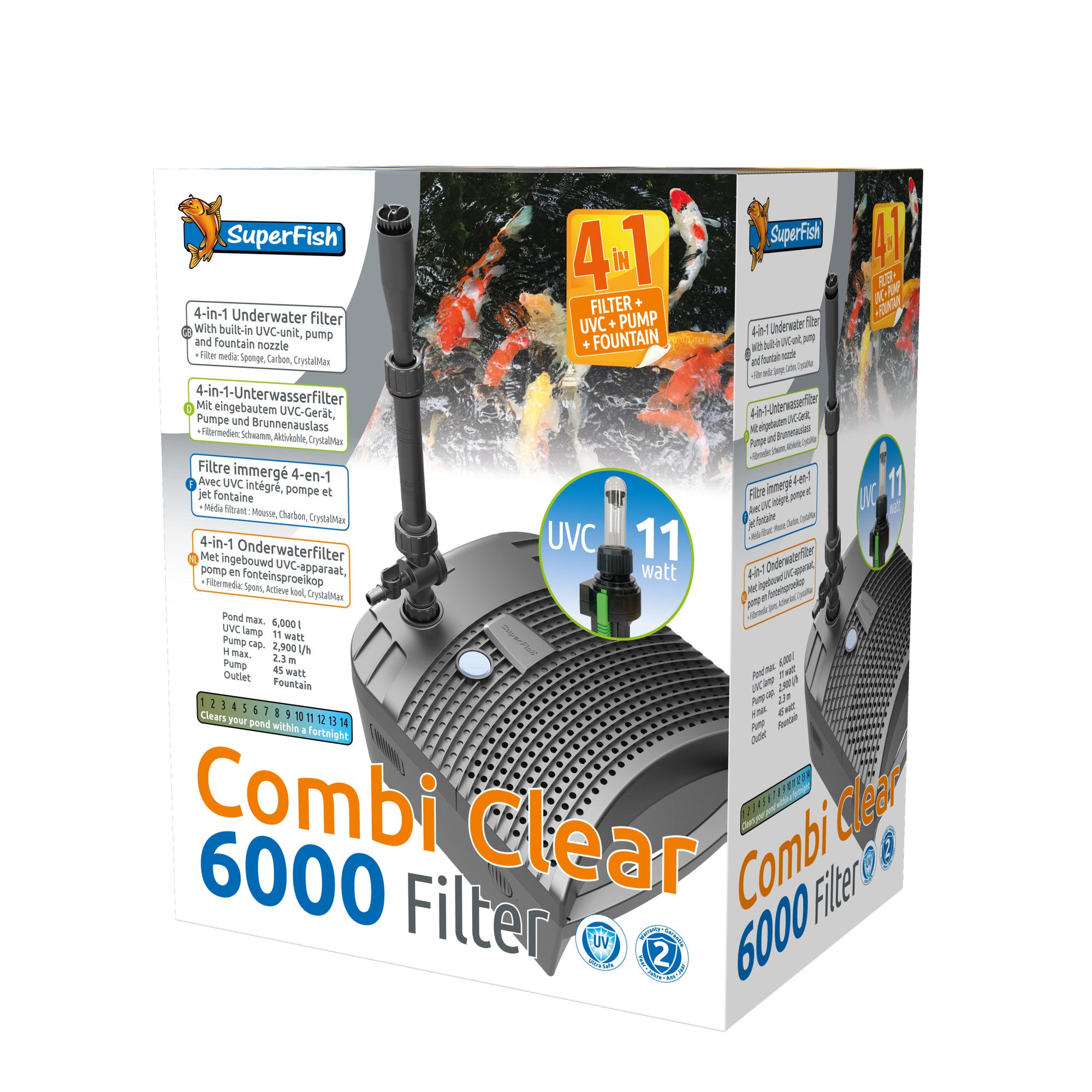 Superfish Combi Clear 6000 4-in-1 onderwaterfilter met UVC en fontein - 8715897308246 SF COMBI CLEAR 6000 3D