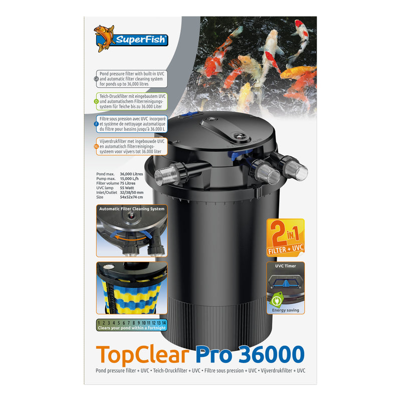 Superfish Topclear Pro 36.000 UVC-55W Drukfilter, Drukfilter bij Vijvercentrum