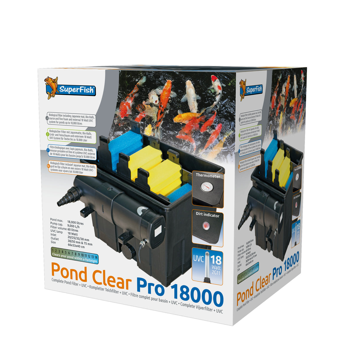 Superfish Pondclear Pro 18000 doorstroomfilter met 18W UV-C - 8715897338571 SF PONDCLEAR PRO 18.000 UVC 18W 3D