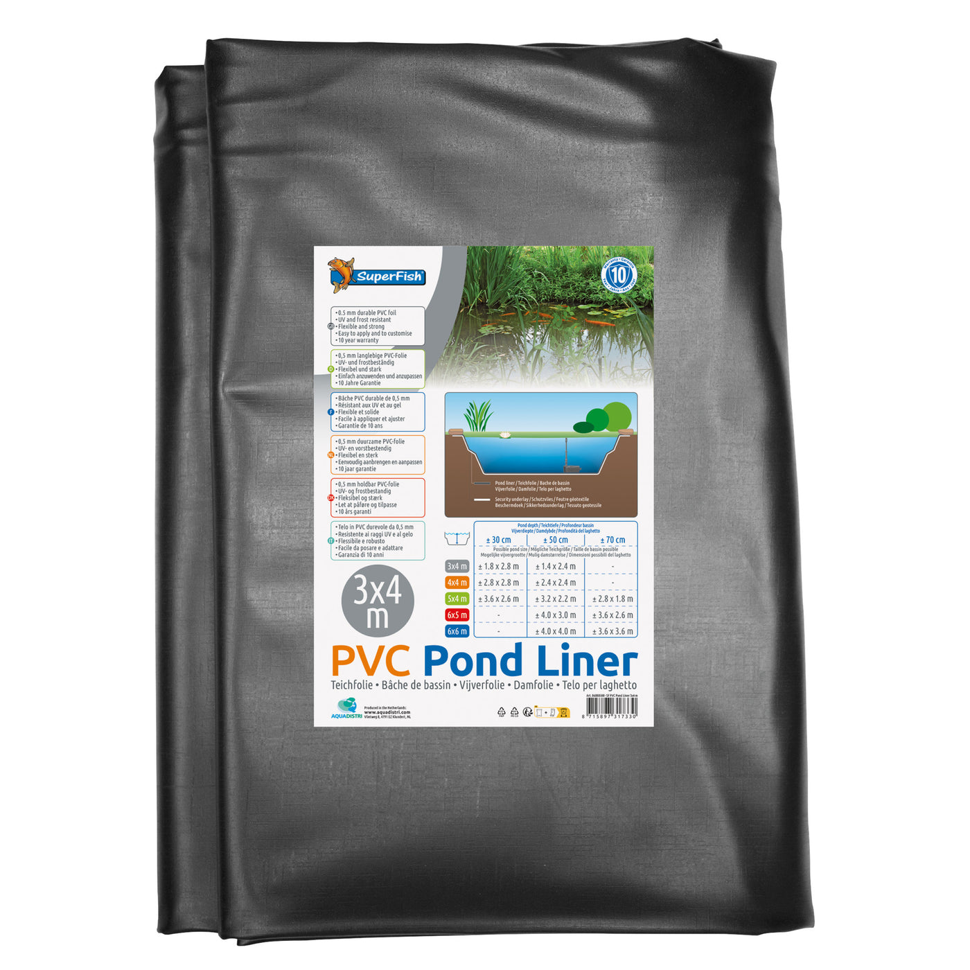 Superfish Vijverfolie PVC 3x4 meter - kant-en-klaar vijverfolie