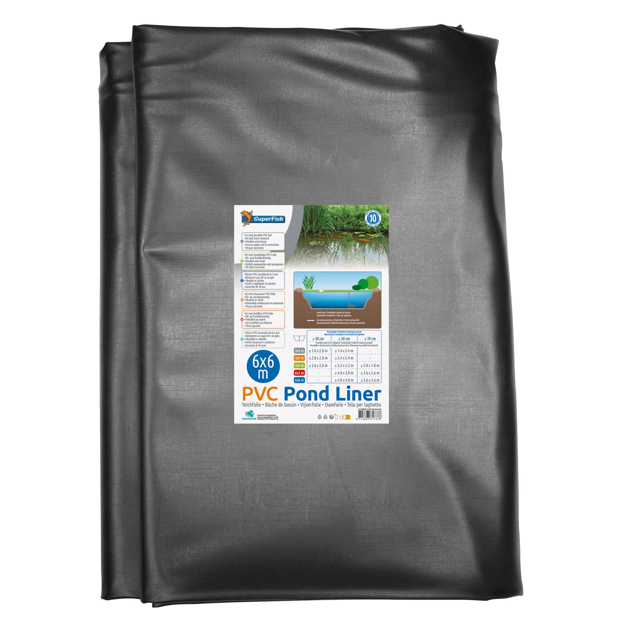Superfish Vijverfolie 6x6 meter (36 m2) - PVC folie met 10 jaar garantie