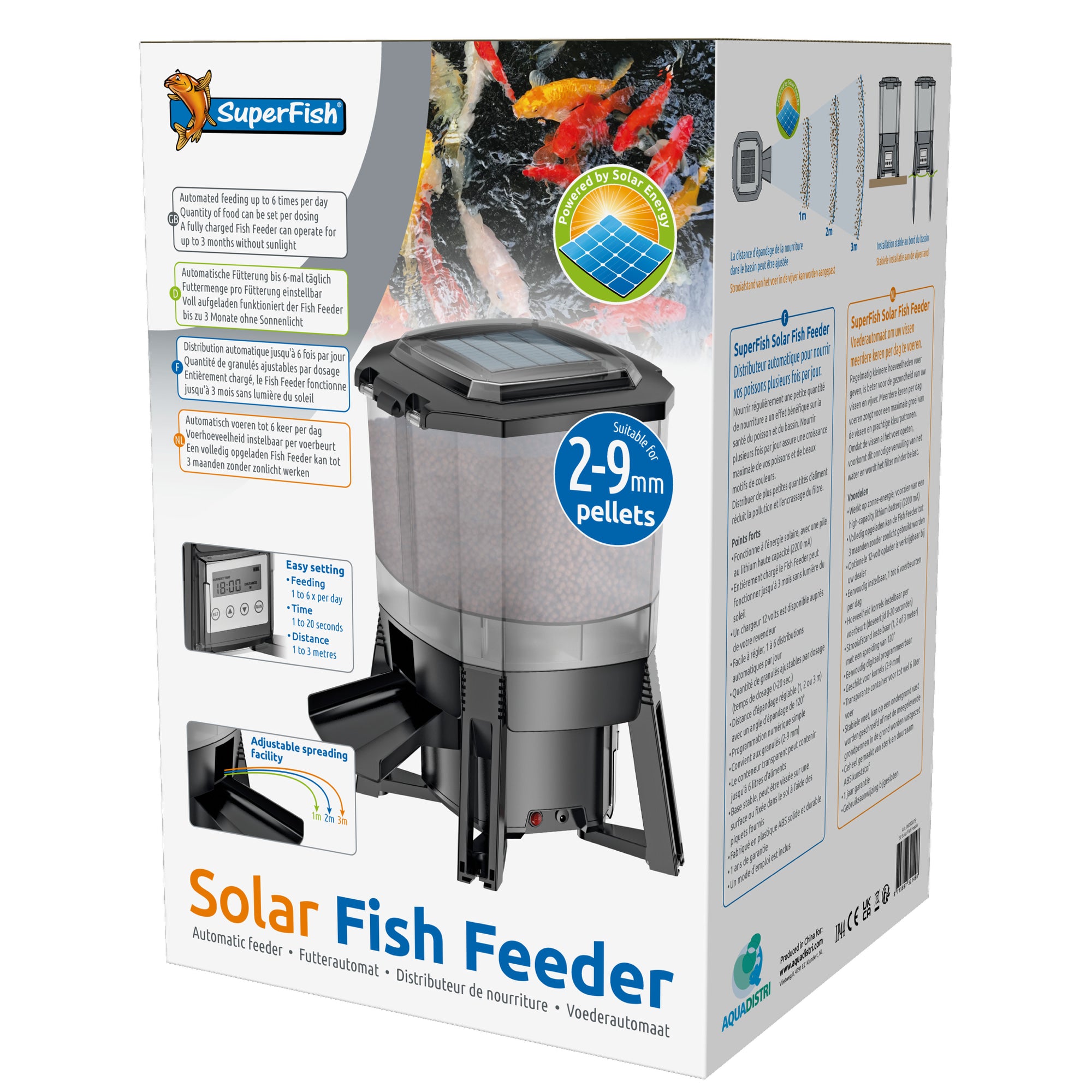 Superfish Solar Fish Feeder voerautomaat op zonne-energie met 6 liter reservoir - 8715897321498 SF SOLAR FISH FEEDER 3D