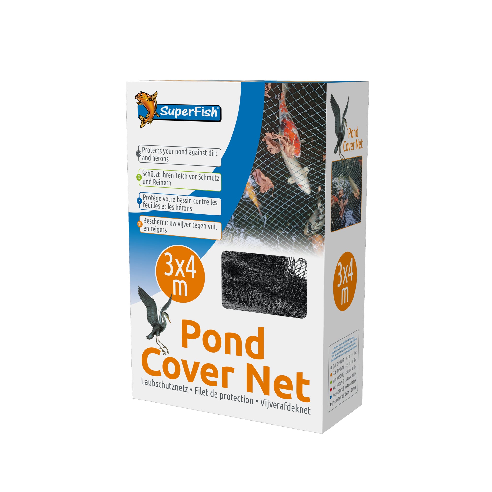 Superfish Vijverafdeknet 3x4 meter - beschermt tegen bladval en reigers - 8715897030031 SF POND COVER NET 3 X 4 MTR 10 PINS 3D