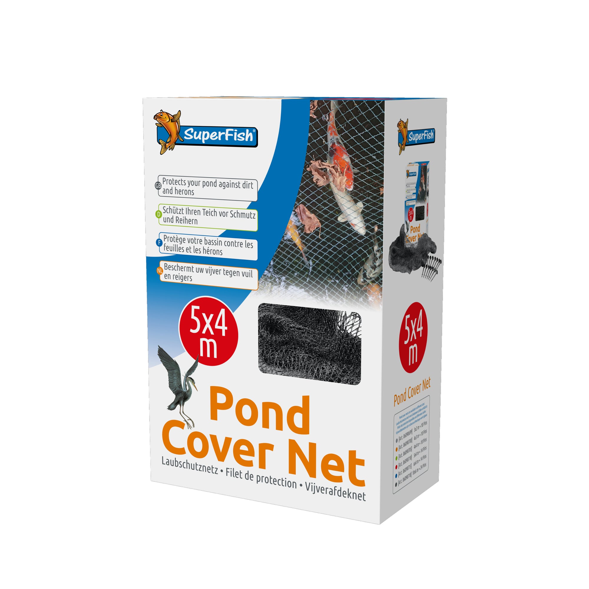 Superfish Vijverafdeknet 5 x 4 meter - beschermt tegen bladval en reigers - 8715897030062 SF POND COVER NET 5 X 4 MTR 14 PINS 3D