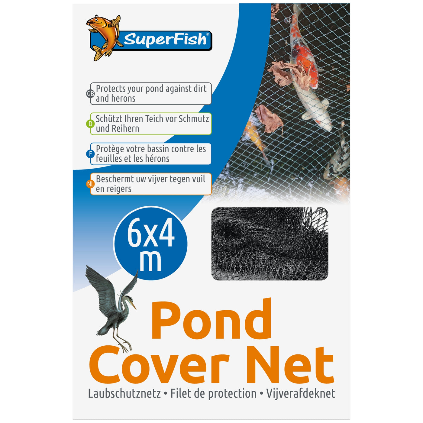 Superfish Vijverafdeknet 6 x 4 meter + 14 pinnen