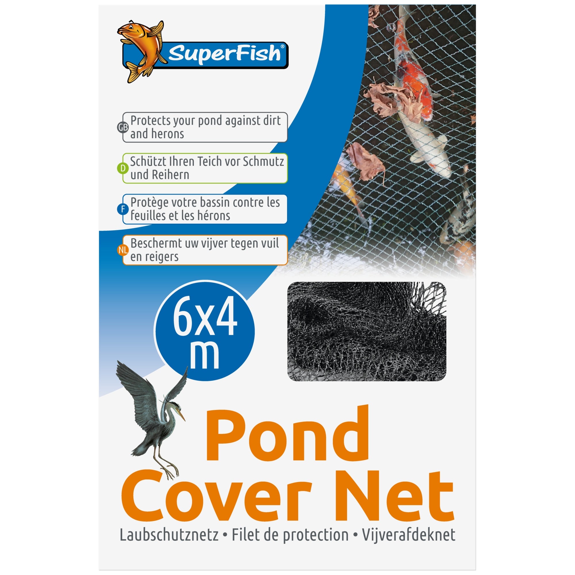 Superfish Vijverafdeknet 6 x 4 meter + 14 pinnen