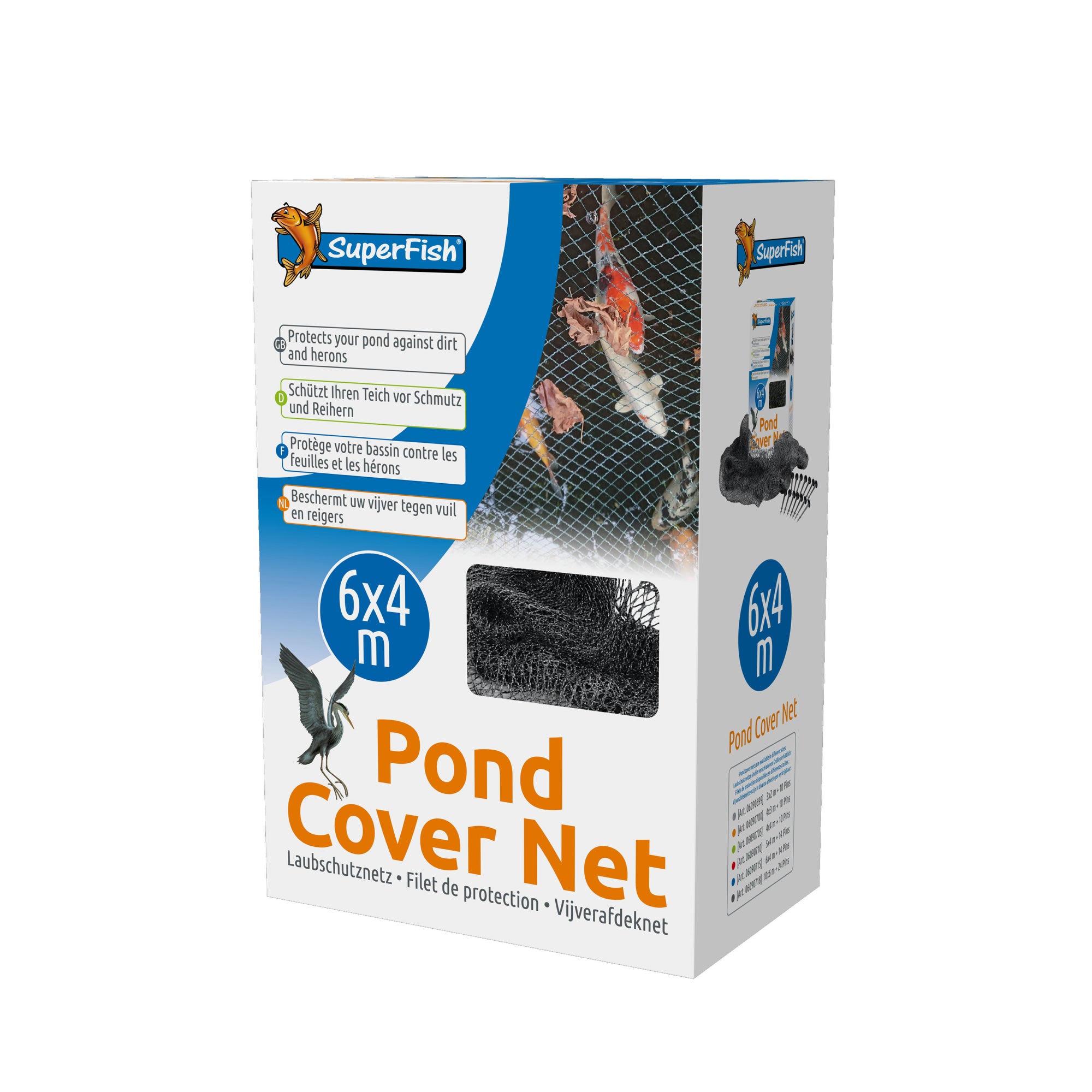 Superfish Vijverafdeknet 6 x 4 meter + 14 pinnen - 8715897030055 SF POND COVER NET 6 X 4 MTR 14 PINS 3D