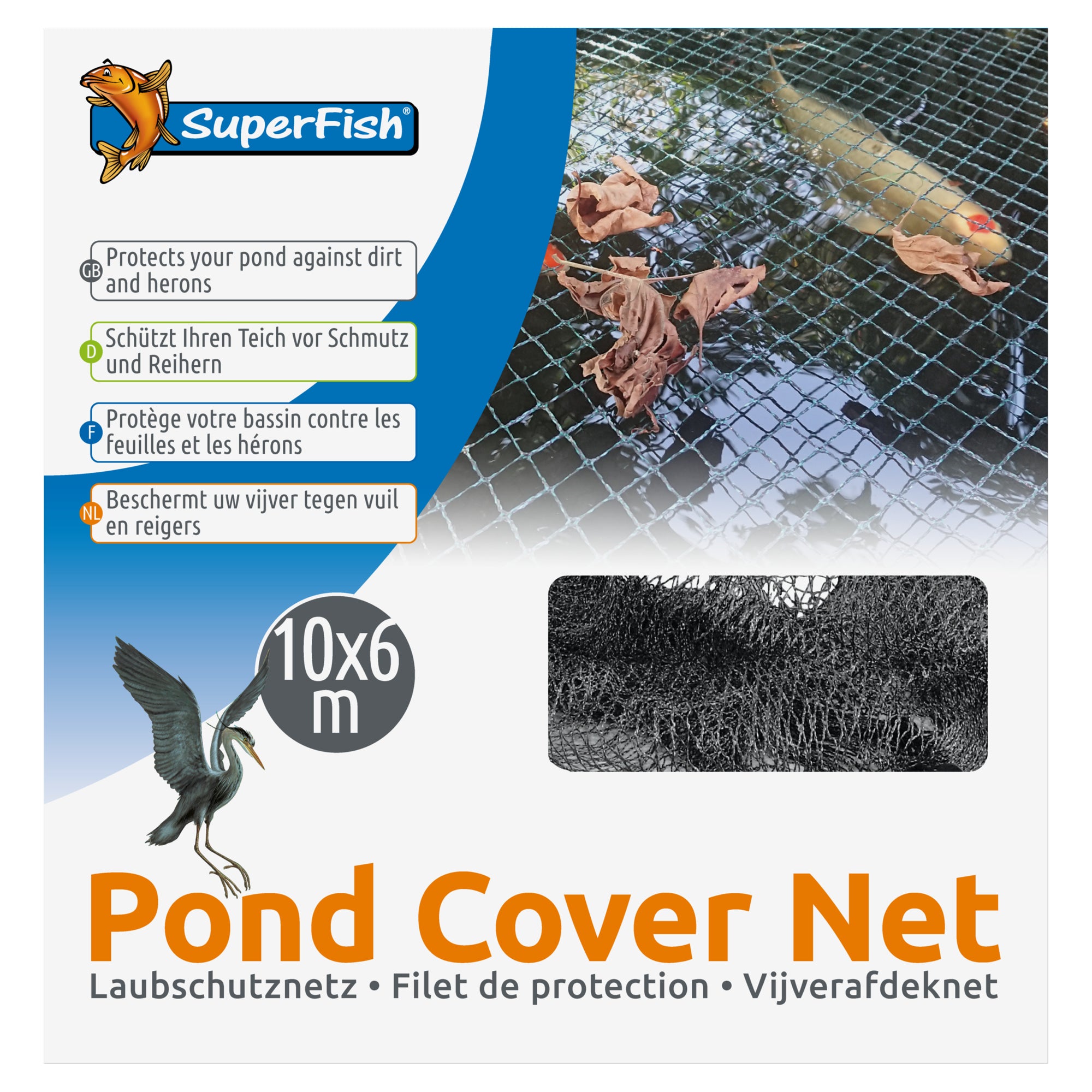 Superfish Vijverafdeknet 10 x 6 meter + 24 pinnen