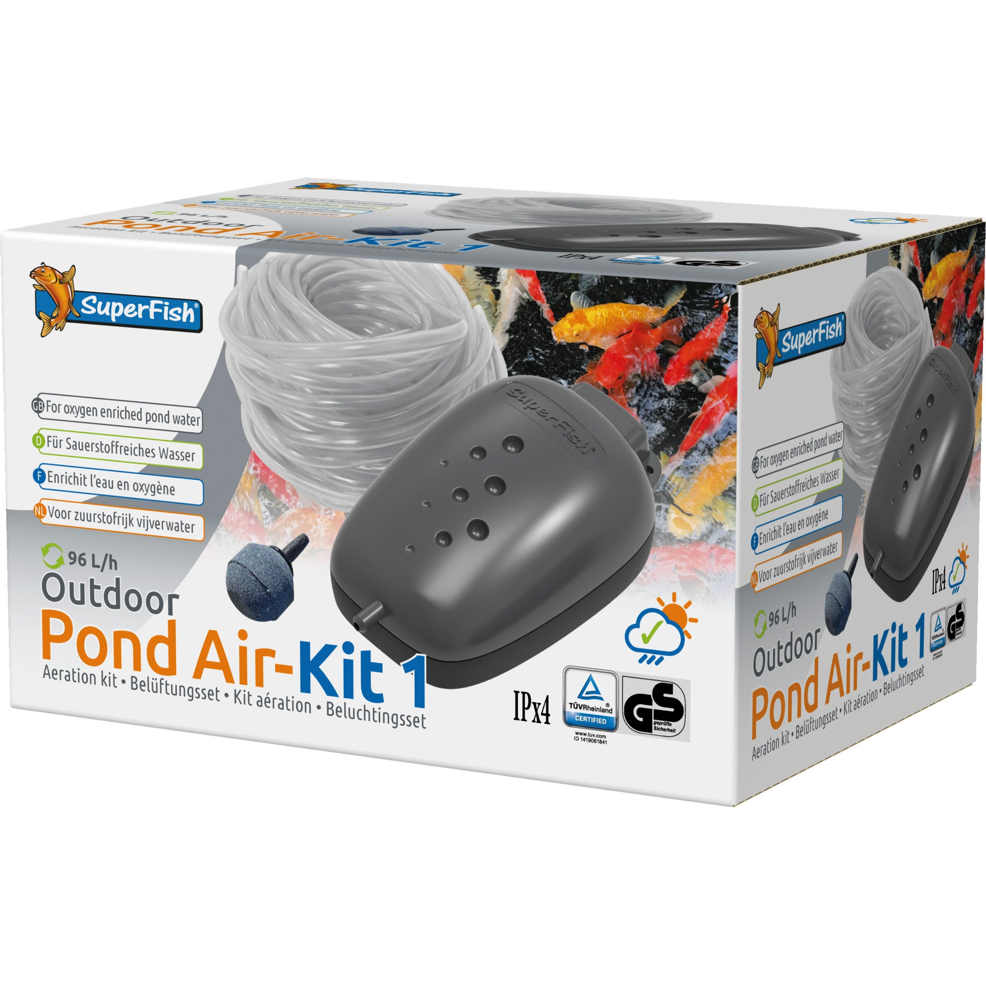 Superfish Pond Air Kit 1 - beluchtingsset met luchtpomp en luchtsteen - 8715897033476 SF POND AIR KIT 1 3D