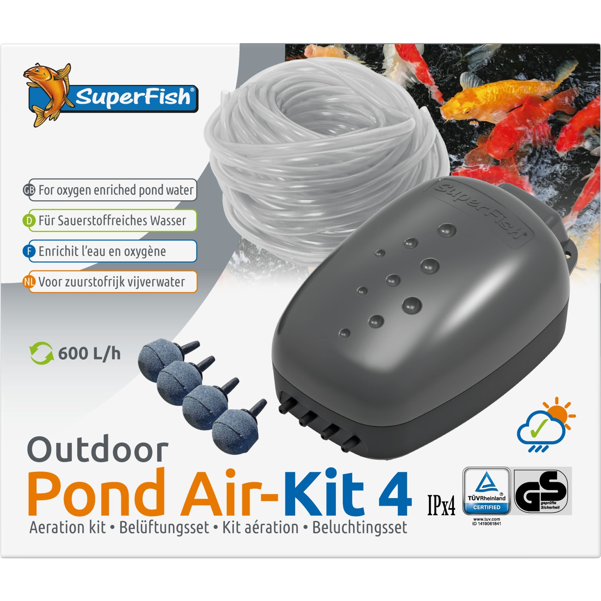 Superfish Pond Air Kit 4 - complete beluchtingsset met 4 uitstroomers voor vijvers