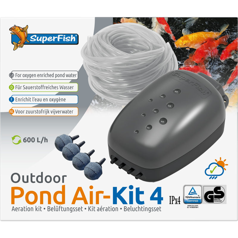 Superfish Pond Air Kit 4 - complete beluchtingsset met 4 uitstroomers voor vijvers, Luchtpomp bij Vijvercentrum
