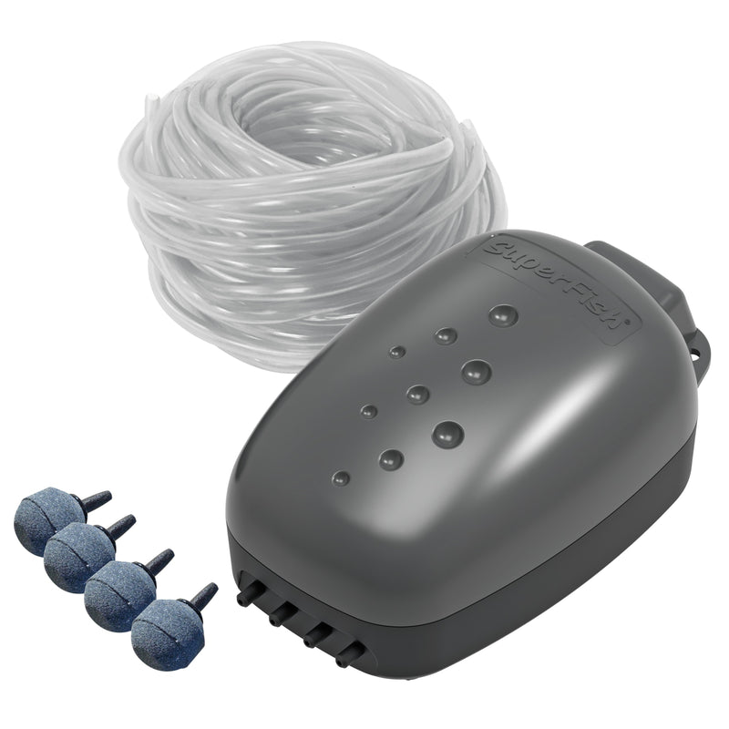 Superfish Pond Air Kit 4 - complete beluchtingsset met 4 uitstroomers voor vijvers - 8715897033490 SF POND AIR KIT 4 PRODUCT, detailaanzicht Luchtpomp