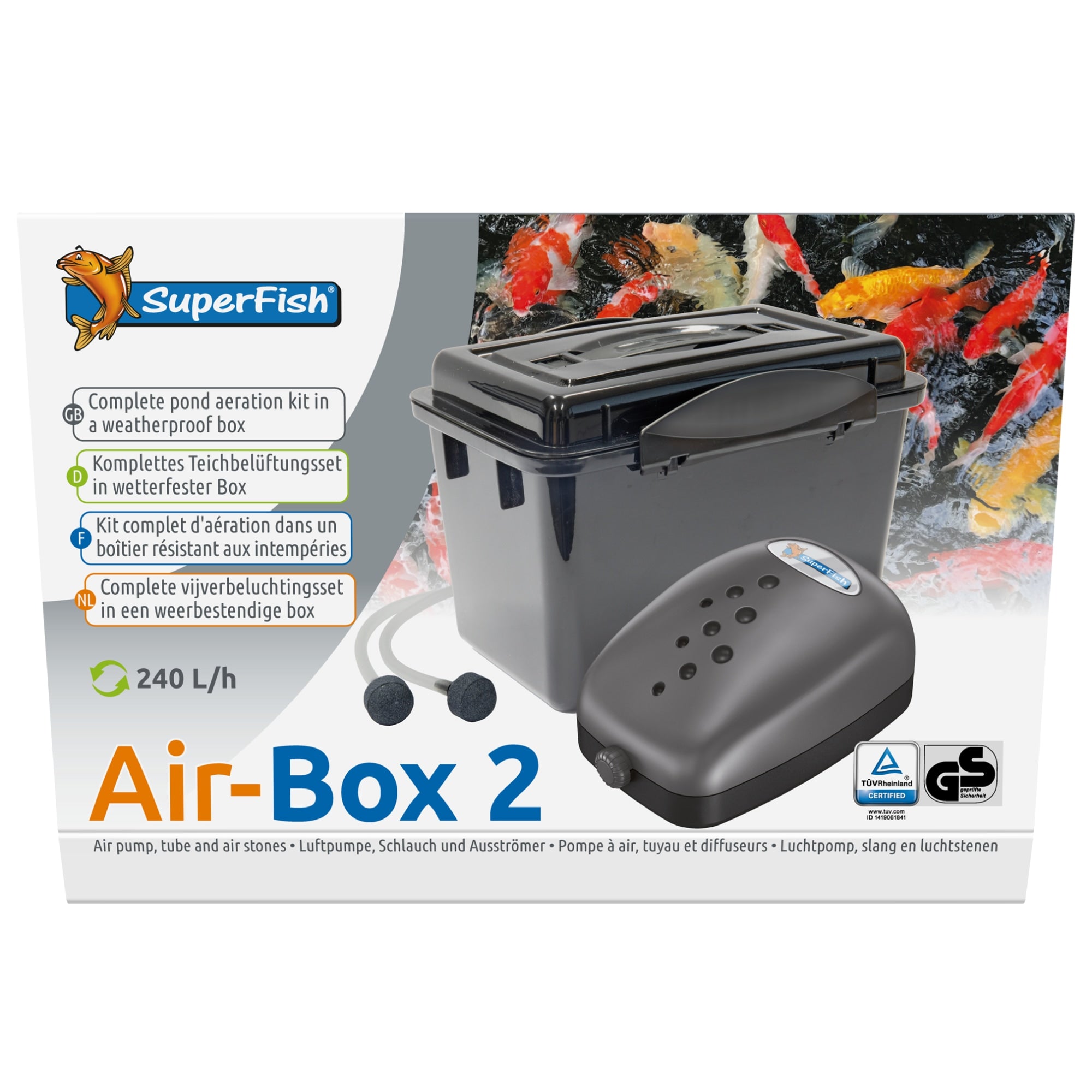 Superfish Air-Box Nr.2 - Weersbestendige vijver luchtpomp (240 L/u)