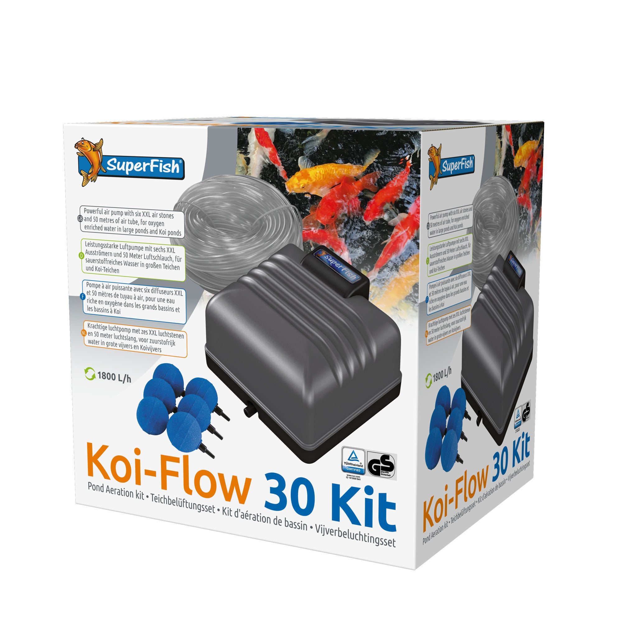Superfish Koi Flow 30 Beluchtingsset - professionele vijverbeluchting - 8715897158803 SF KOI FLOW 30 PROFESSIONAL AERATION SET 3D