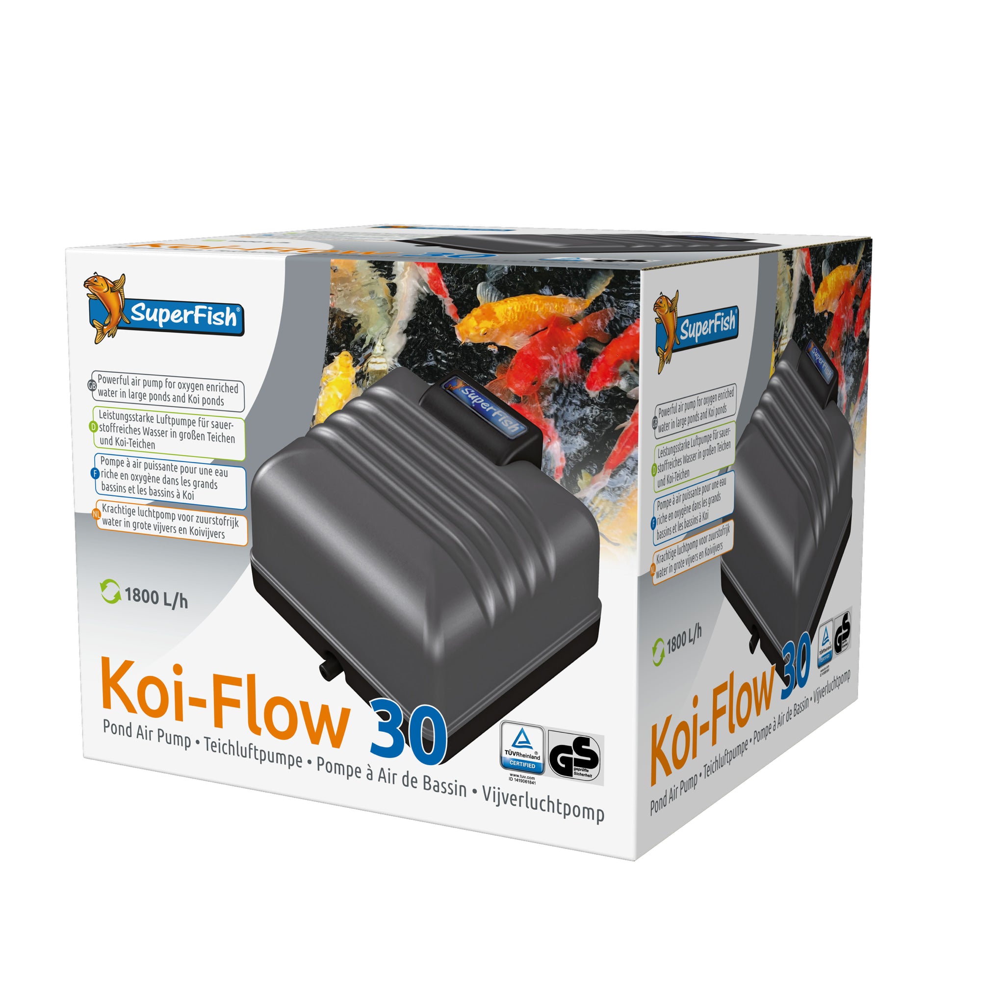 Superfish Koi Flow 30 luchtpomp 30 l/min - 8715897275616 SF KOI FLOW 30 3D