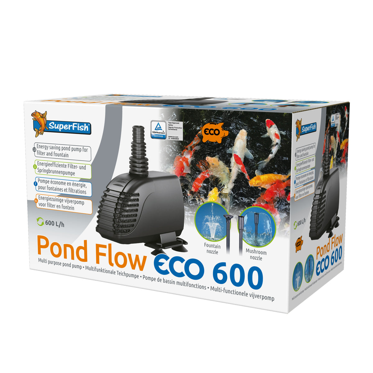 Superfish Pond Flow Eco 600 - energiezuinige vijverpomp 600 l/u - 8715897042553 SUPERFISH POND FLOW ECO 600 3D