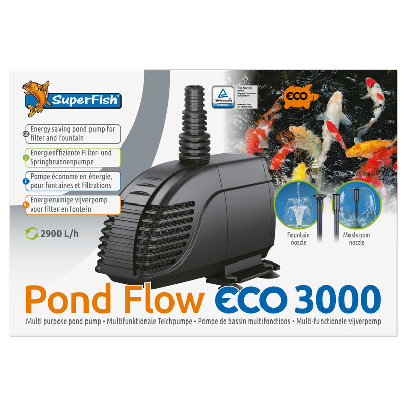 Superfish Pond Flow Eco 3000 Vijverpomp - Functioneert als basisfilter en fontein, Filterpomp bij Vijvercentrum