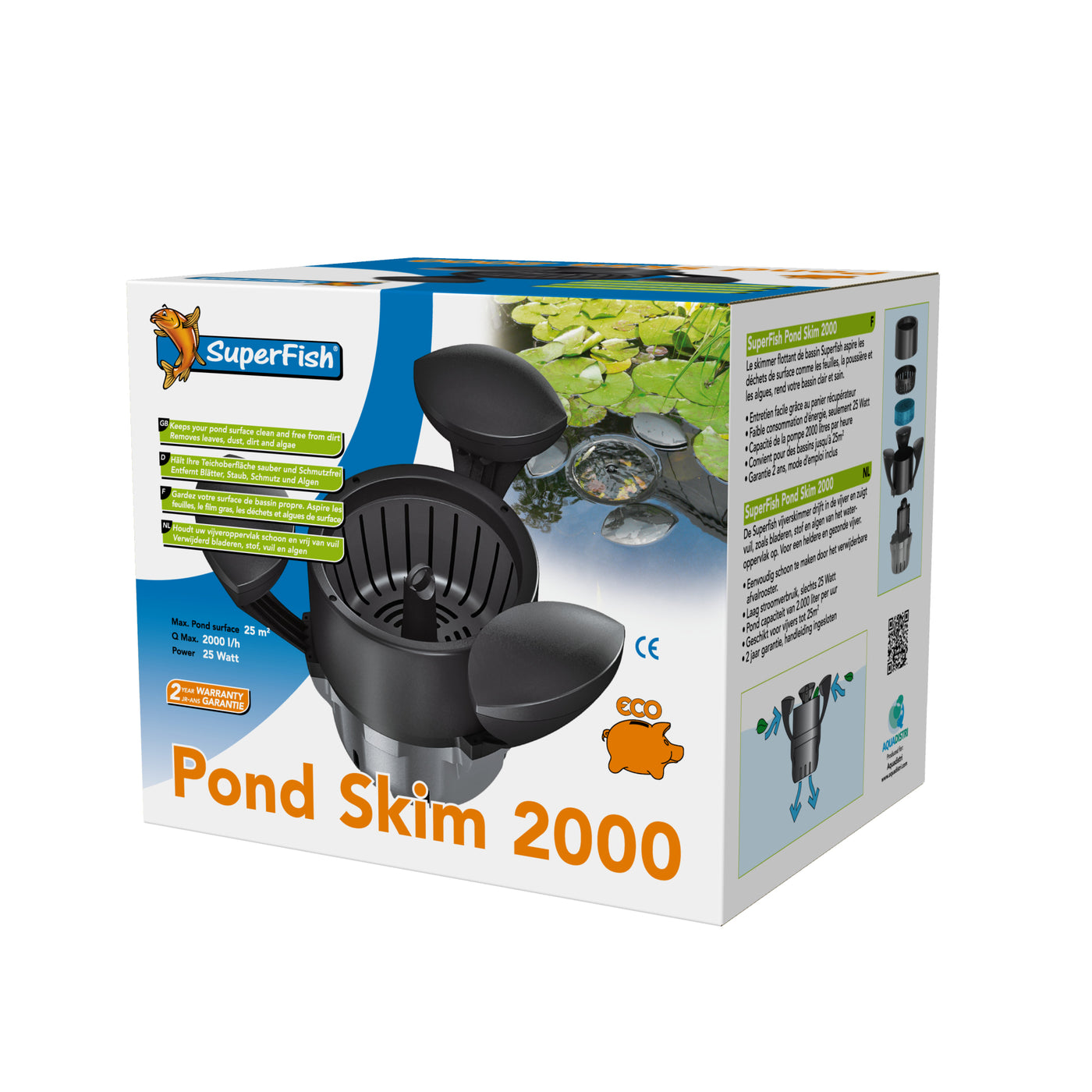 Superfish Pond Skim 2000 - vijverskimmer met ingebouwde pomp - 8715897188725 SUPERFISH POND SKIM 2000 3D