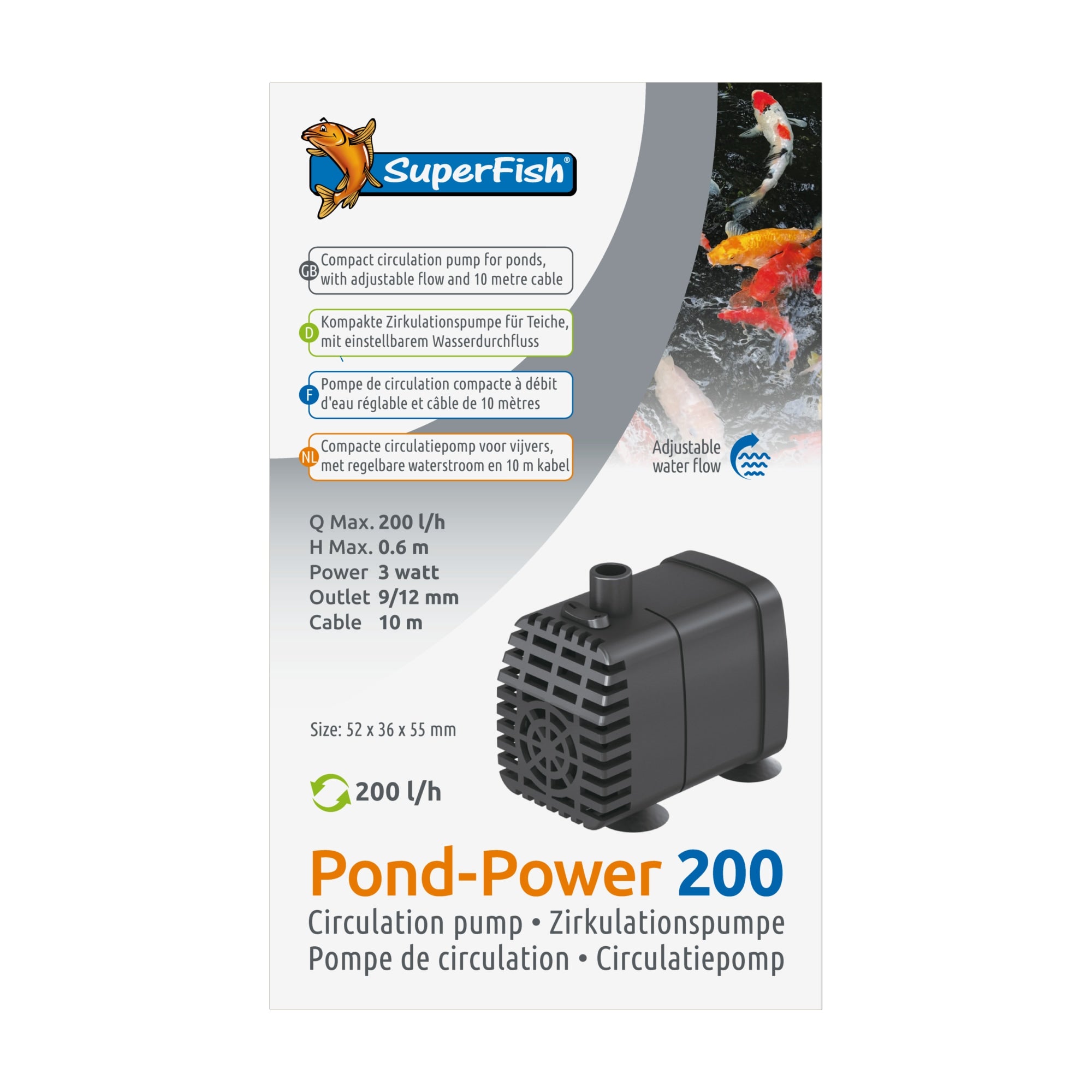 Superfish Pondpower 200 - vijverpomp 200 liter per uur voor kleine vijvers
