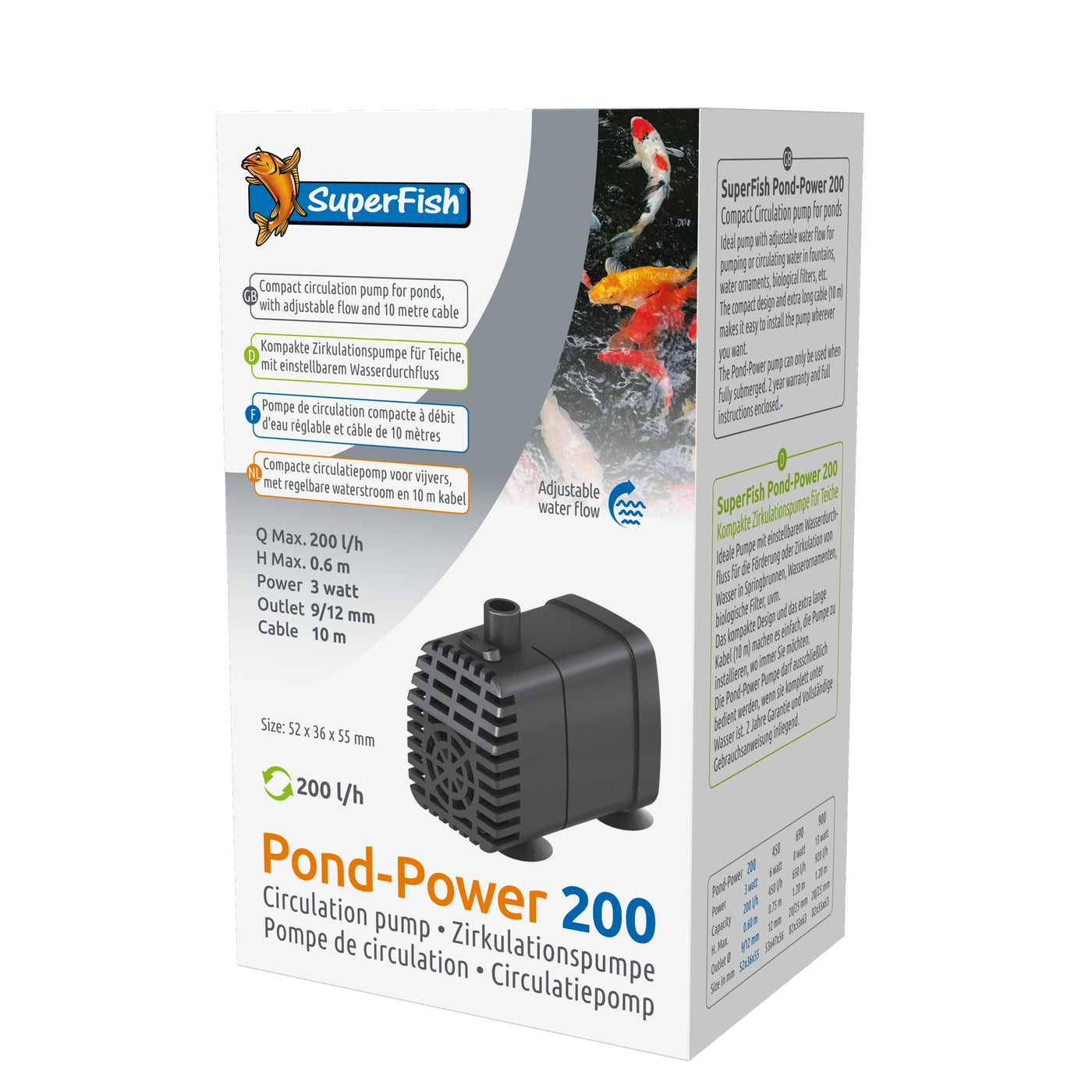 Superfish Pondpower 200 - vijverpomp 200 liter per uur voor kleine vijvers - 8715897287794 SUPERFISH PONDPOWER 200 3D