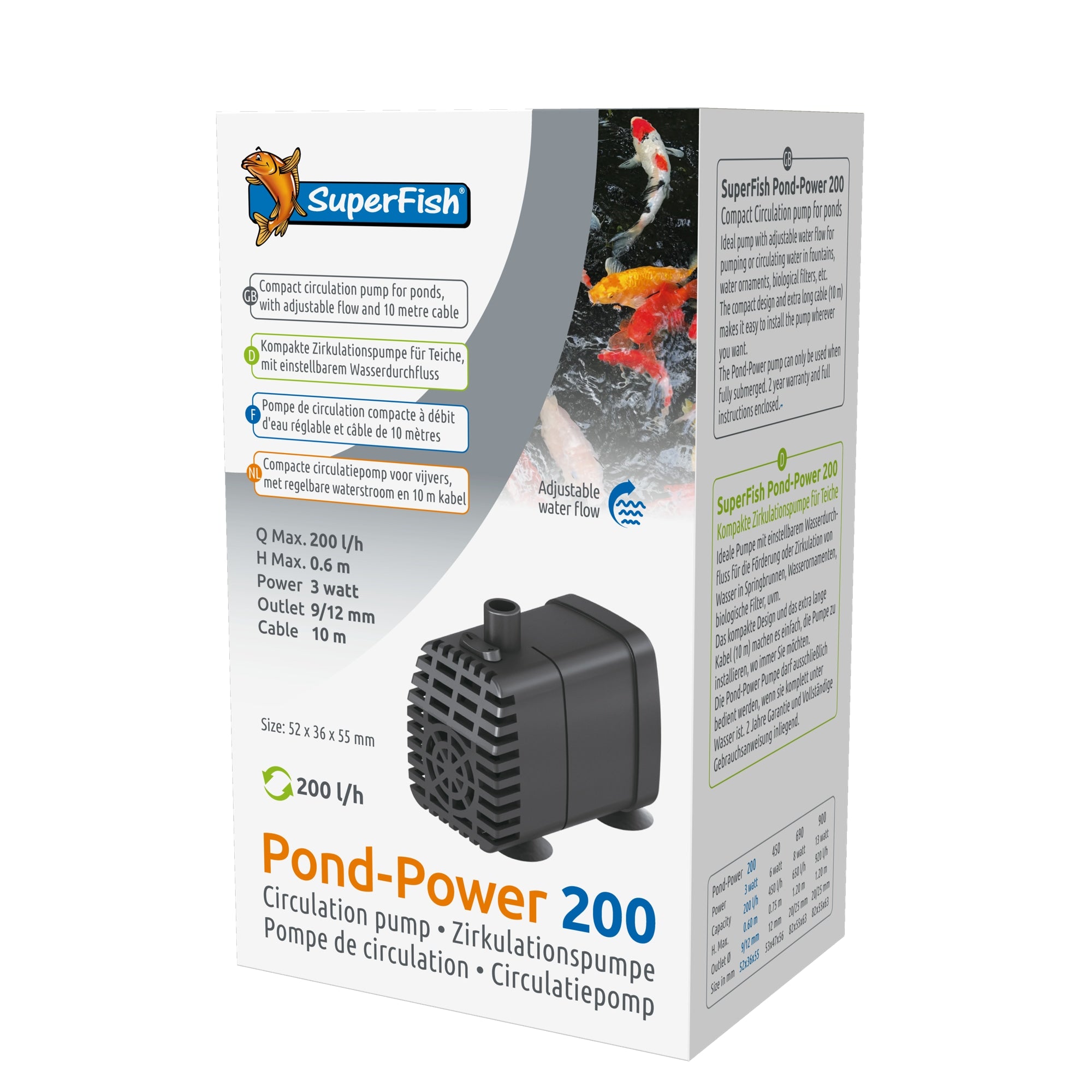 Superfish Pondpower 200 - vijverpomp 200 liter per uur voor kleine vijvers - 8715897287794 SUPERFISH PONDPOWER 200 3D