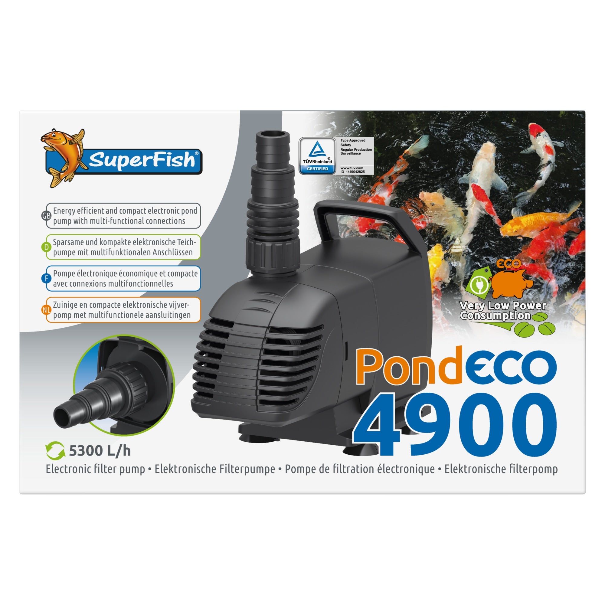 Superfish Pond Eco 4900 - Energiezuinige vijverpomp 4.900 L/h bij 29 Watt