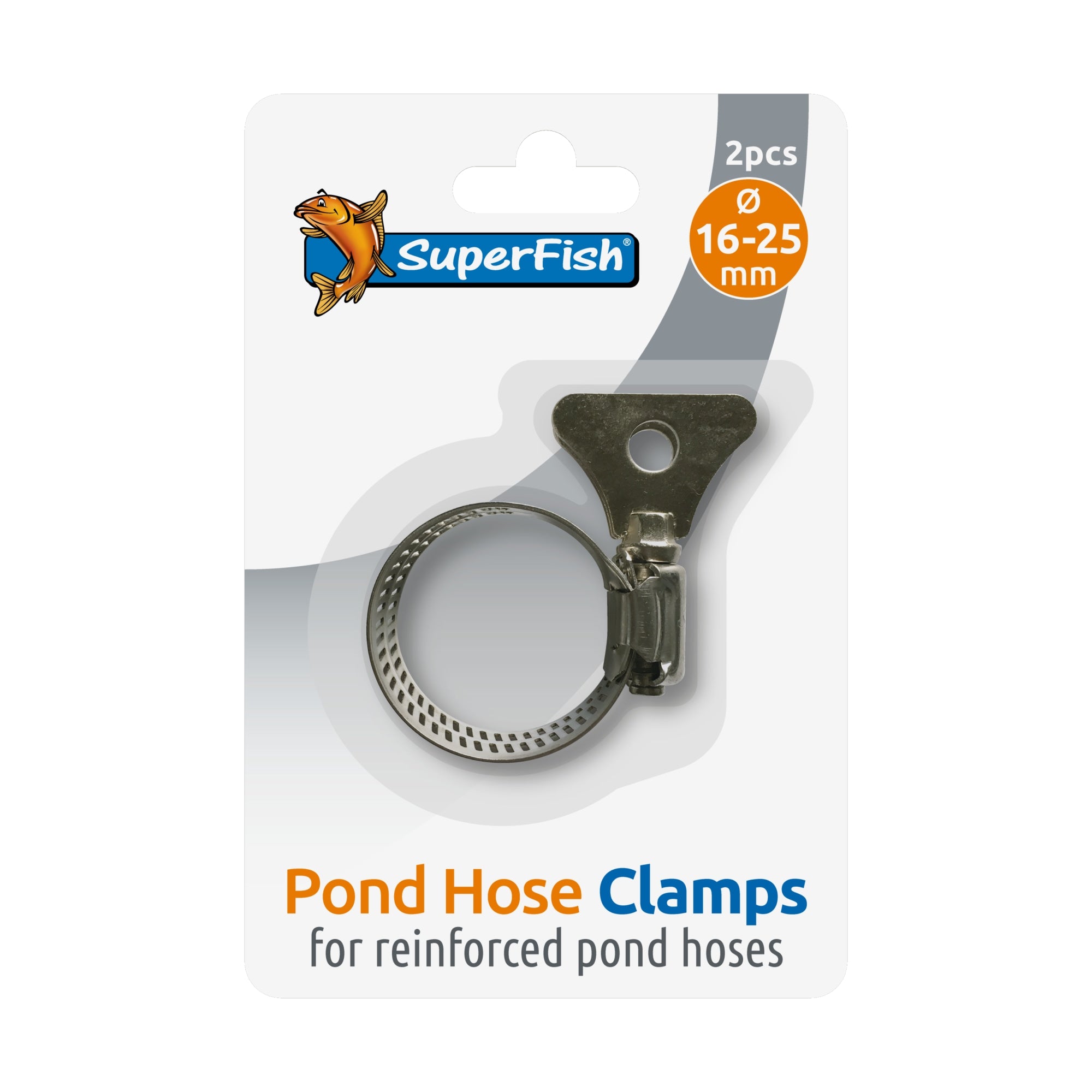 Superfish Slangklem RVS met Vleugel 16-25 mm (2 stuks) - 8715897081668 POND HOSE CLAMP W. WING 16 25 MM 2 PCS 3D