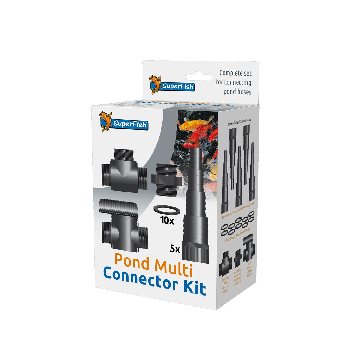 Superfish multi aansluitset 20/25/32/40 mm - universele slangkoppeling - 8715897081637 POND MULTI CONNECTOR KIT 20 25 32 40 MM 3D