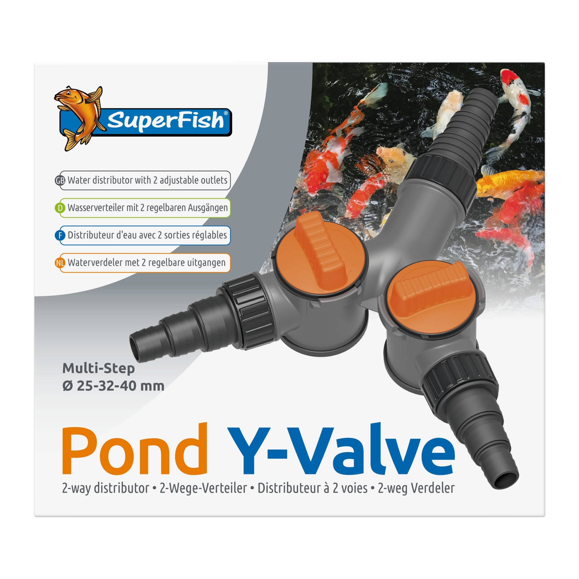 Superfish Vijver Y-Kraan 25-32-40 mm - verdeelstuk met kraan voor slangen