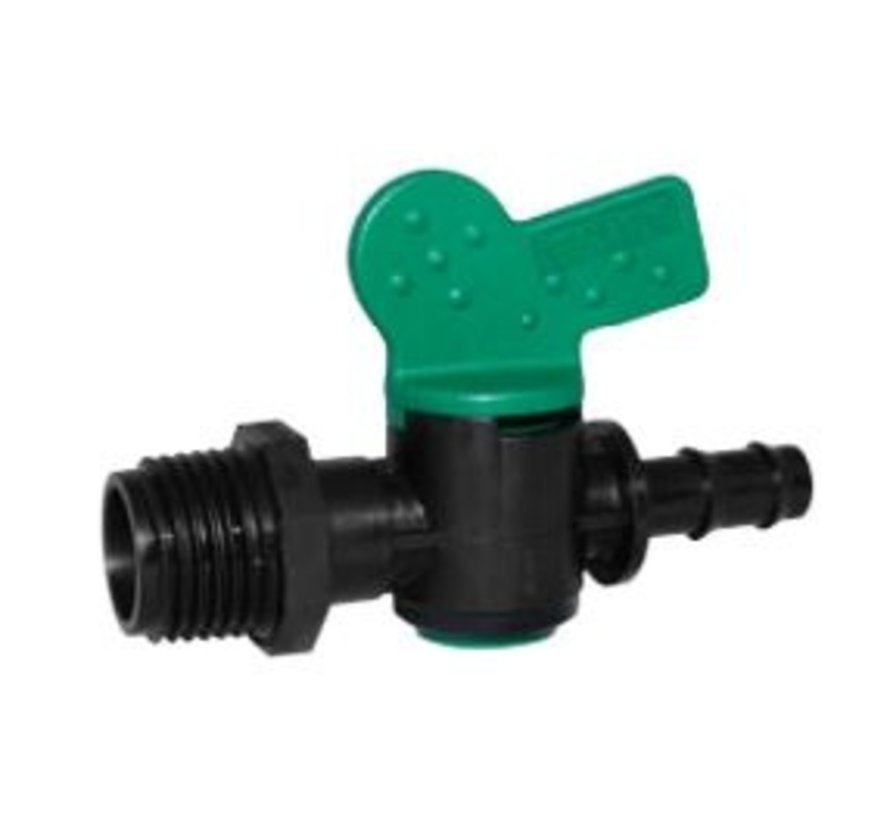 PE Vlinderkraan tule 9 mm x 1/2 inch buitendraad - afsluitkraan voor slangverbindingen | Aquaking productafbeelding