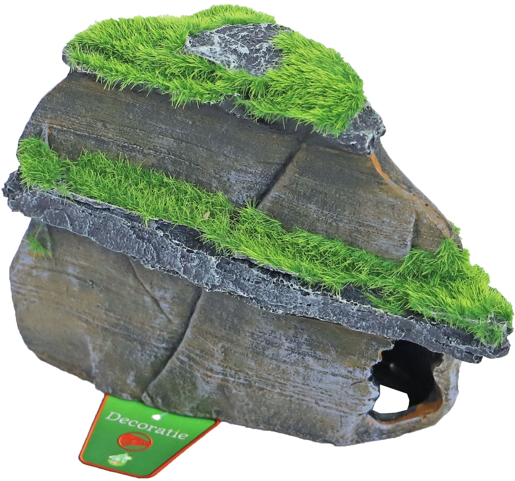 Boon Ornament Rots met Lagen en Mos 17x9cm - Aquariumdecoratie polyresin