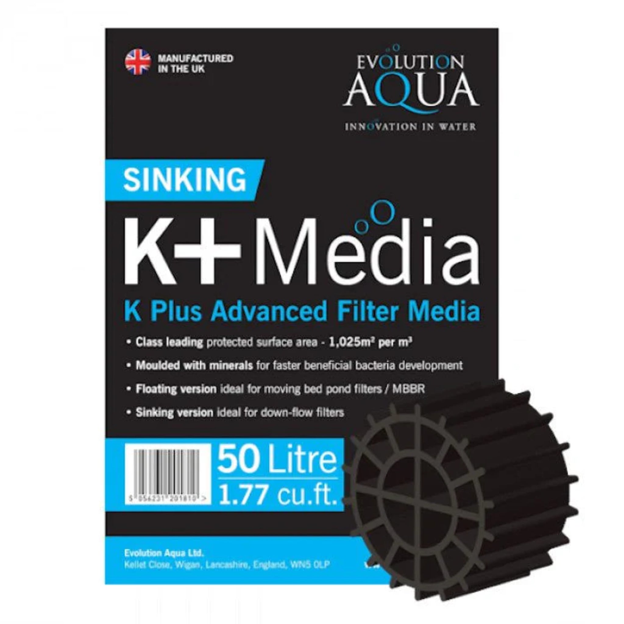 Evolution Aqua Kplus Filter Media zwart, 50 ltr - productfoto
